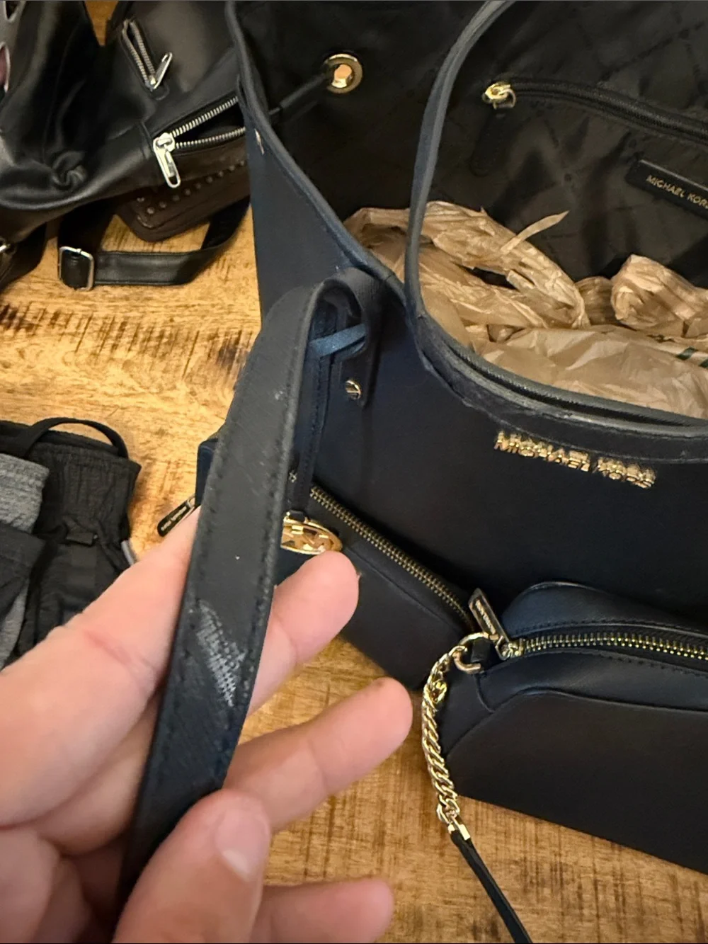 Michael Kors Navy Saffiano Tote with Matching Navy Crossbody Set